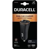 Duracell Black - Vehicle Chargers Batteries & Chargers Duracell Car Charger USB, USB-C 27W Black Auto Adapter