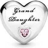Transparent Jewellery Pandora Granddaughter Heart Charm - Silver/Pink