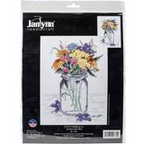 Janlynn Counted Cross Stitch Kit 8"X10"-Wildflower Jar 14 Count -17-0112