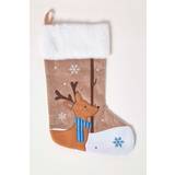 Brown Decorations Homescapes Reindeer Christmas Stocking Decoration