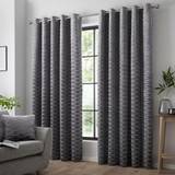 Curtains & Accessories Damask Geometric Textured Eyelet Lined