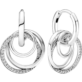Pandora Women Earrings Pandora Family Always Encircled Hoop Earrings - Silver/Transparent