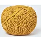 Natural Stools Homescapes Mustard, 40 Knitted Pouffe