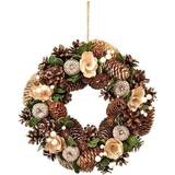 Gold Rose & Pinecone Wreath 30cm Decoration