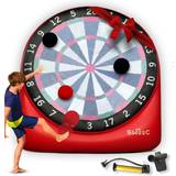 SWOOC Giant Kick Darts Over 6 ft. Tall with Over 15 Games Included Giant Inflatable Outdoor Dartboard with Soccer Balls