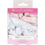 White Hair Accessories Brush Works Pink & White Satin Scrunchies X 4
