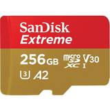 SanDisk 256 GB - microSDXC Memory Cards SanDisk Extreme microSDXC Class 10 UHS-I U3 V30 A2 190/130MB/s 256GB +Adapter