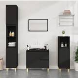 Black Wall Bathroom Cabinets vidaXL Badeværelsesskab 30x30x190 konstrueret træ