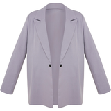 Purple - Women Blazers PrettyLittleThing Oversized Drapey Button Detail Blazer - Grey