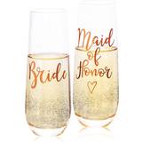 Juvale Rose gold Stemless Honor, Wedding Flutes Drink Glass