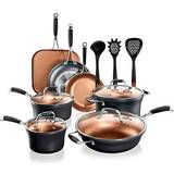 NutriChef 14Pcs Colorful Cookware Set with lid