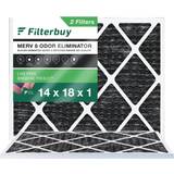 Filterbuy 14x18x1 MERV 8 Odor Eliminator Pleated HVAC AC Furnace Air Filters with Activated Carbon 2-Pack