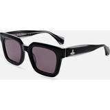 Sunglasses Vivienne Westwood Gloss Solid Black VW5026 Cary Rectangle-frame Acetate