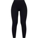 PrettyLittleThing Structured Contour Rib Cuffed Detail Leggings - Black