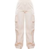 PrettyLittleThing Wide Leg High Waisted Cargo Trousers - Cream