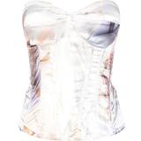Polyamide Corsets PrettyLittleThing Abstract Renaissance Print Satin Corset - Nude