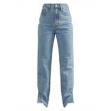 PrettyLittleThing Petite Split Hem Jeans - Light Blue