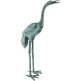 Design Toscano Large Bronze Crane: Straight Neck