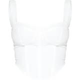 PrettyLittleThing Shape Woven Corset Crop Top - White