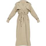 Trenchcoats PrettyLittleThing Panel Detail Belted Trench Coat - Khaki