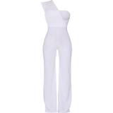 White - Women Jumpsuits & Overalls PrettyLittleThing Drape One Shoulder Jumpsuit - White
