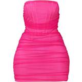 PrettyLittleThing Shape Mesh Corset Detail Ruched Bodycon Dress - Hot Pink