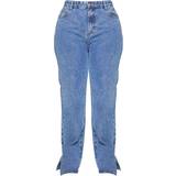 PrettyLittleThing Split Hem Jeans Plus Size - Vintage Wash