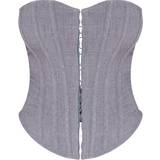 Corsets PrettyLittleThing Shape Lace Up Back Woven Corset - Grey