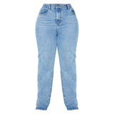 PrettyLittleThing Split Hem Jeans Plus Size - Light Blue Wash