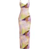 Long Dresses PrettyLittleThing Plisse Strappy Maxi Dress - Multi Watercolour