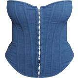 PrettyLittleThing Shape Lace Up Back Woven Corset - Blue