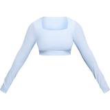 Tops PrettyLittleThing Shape Slinky Long Sleeve Square Neck Crop Top - White