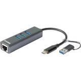 D-Link Network Cards D-Link USB-C/USB to Gigabit Ethernet Adapter with 3 USB 3.0 Ports