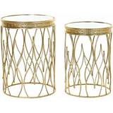 Dkd Home Decor Set of 2 Mirror Golden Nesting Table