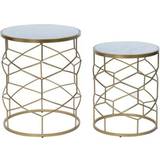 Dkd Home Decor Side Golden Metal White Small Table