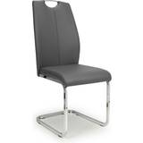 Silver/Chrome Kitchen Chairs Toledo Leather Grey Kitchen Chair 100cm 4pcs