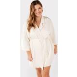 White - Women Robes Chelsea Peers NYC Curve Bridal Ivory Satin Lace Trim Robe