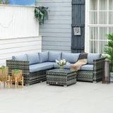 Outdoor Lounge Sets Garden & Outdoor Furniture OutSunny 4 Pieces Corner Outdoor Lounge Set