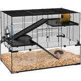 Pawhut 3 Tiers Hamster Gerbil Cage with Deep Glass Bottom Non-Slip Ramps 78.5x48.5x57cm