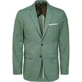 Men Blazers Selected Homme Linen Blend Jacket - Light Green Melange