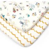 Blue Sheets Kid's Room Tutti Bambini Pack of 2 Our Planet Bedside Crib Fitted Sheets-White/Blue