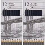 12 Graded Pencils Grey