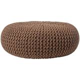 Homescapes Chocolate Brown Large Knitted Footstool Pouffe