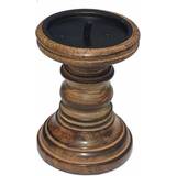Brown Candle Holders Rustic Antique Carved Pillar Church Candle Holder