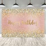 Happy birthday backdrop diamonds shining bokeh pink and gold dot glitter spar
