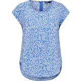 Only Printed Top with Short Sleeves - Blue/Navy