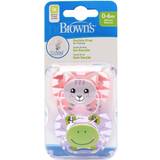 Dr. Brown's Pacifiers Dr. Brown's Prevent Soothers, Animal Faces, 0-6 Months Assorted Pink