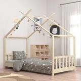 Childbeds Kid's Room on sale vidaXL brown, 70 140 Solid Pine Wood Bed Frame Toddler Beds Multi Colours Sizes 27.6x55.1"