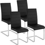 Silver/Chrome Kitchen Chairs tectake Bettina Black Kitchen Chair 99cm 4pcs