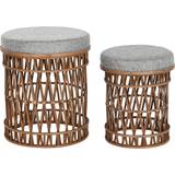 Dkd Home Decor 40 Brown Bamboo Tropical Foot Stool
